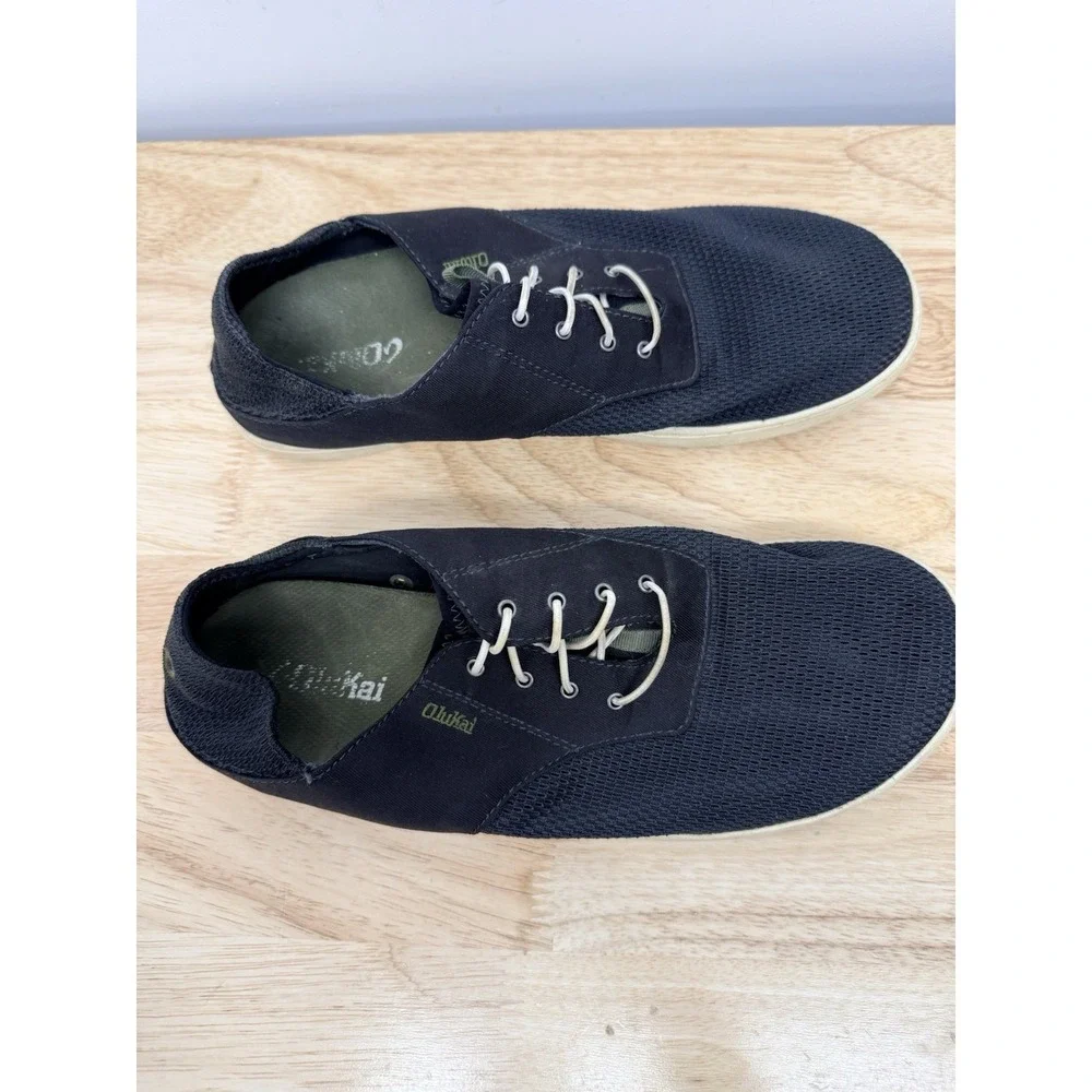 OluKai‎ Nohea Moku Sneakers Mens 10.5 Navy Blue Mesh Lightweight Boat Shoes #65